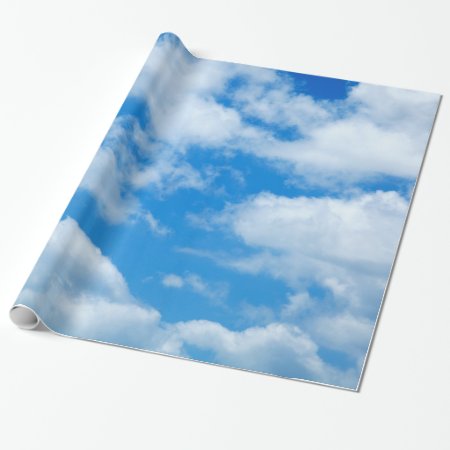 Blue Sky White Clouds Heavenly Skies Background Wrapping Paper