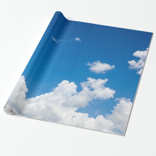 Blue Sky White Clouds Heavenly Skies Background Wrapping Paper