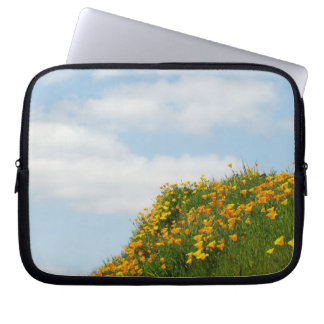 Blue Sky White Clouds Laptop bag sleeve Poppies