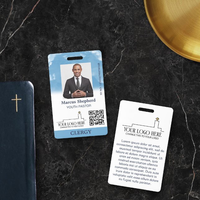 Blue Sky White Clouds Logo QR Code Church ID Badge (Creator Uploaded)