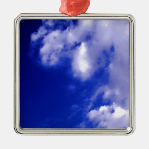 Blue Sky  White Clouds Metal Ornament