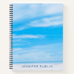 Blue Sky White Clouds Modern Custom Template Notebook