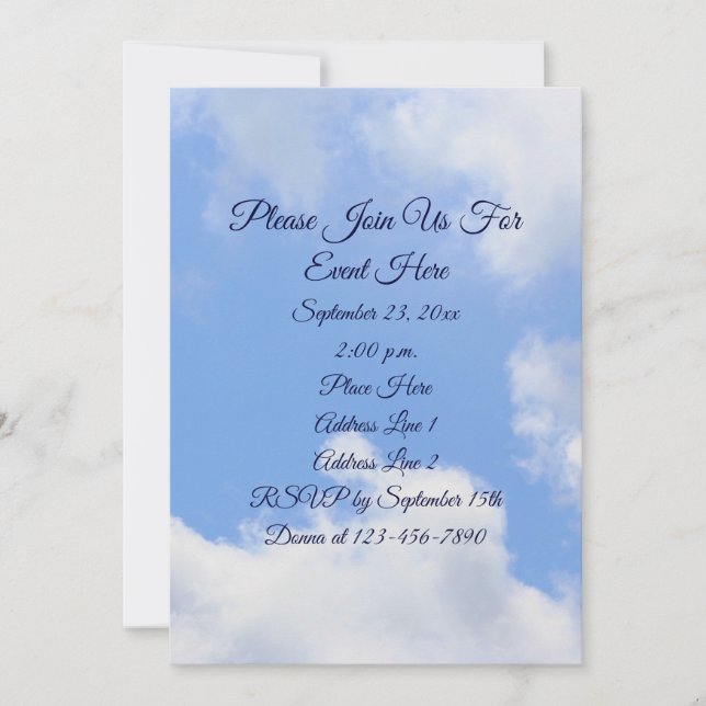 Blue Sky White Clouds Nature  Invitation (Front)