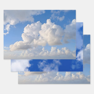 Blue Sky White Clouds Photo Wrapping Paper Sheets
