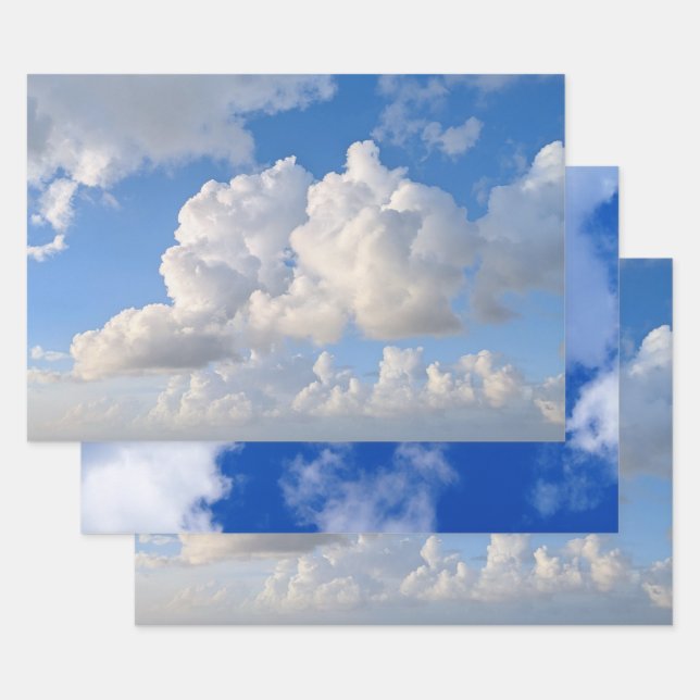 Blue Sky White Clouds Photo  Wrapping Paper Sheets (Set)