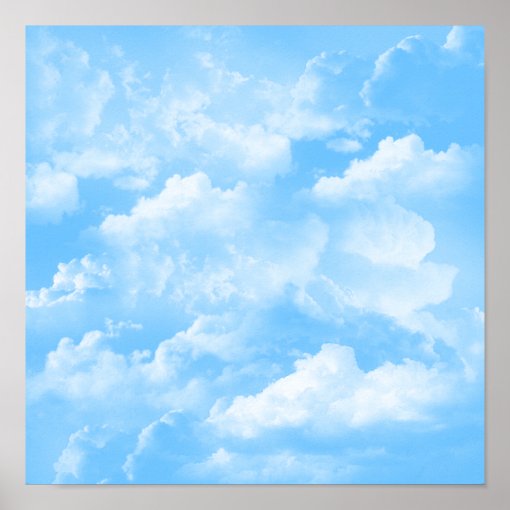 Blue Sky White Clouds Poster | Zazzle