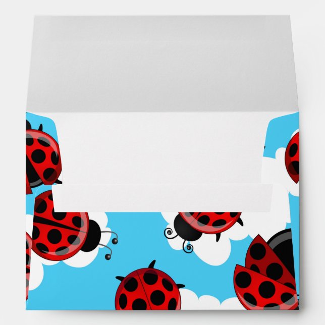 Blue Sky White Clouds Red Ladybug Beetle Envelope (Back (Bottom))
