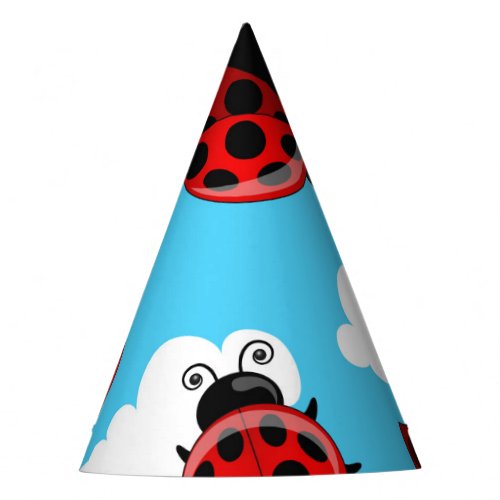 Blue Sky White Clouds Red Ladybug Beetle Insect Party Hat