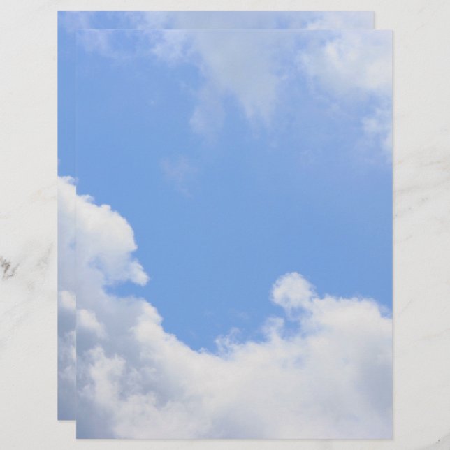 Blue Sky White Clouds Scrapbook Paper (Front/Back)