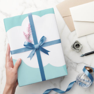 blue sky, white clouds, shadows wrapping paper