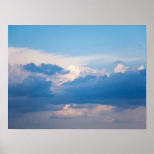 Blue Sky White Clouds Sunrise Background Template Poster