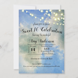 Blue Sky & White Clouds Sweet 16 Birthday Invitation