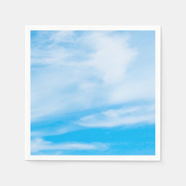 Blue Sky White Clouds Template Elegant Modern Napkins (Front)