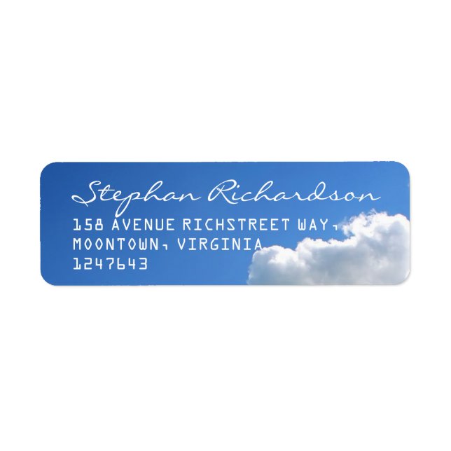 blue sky white clouds wedding label (Front)