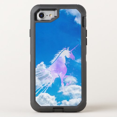 Blue sky white dream clouds magical pink unicorn OtterBox defender iPhone SE87 case