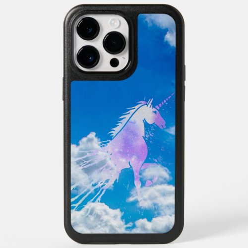 Blue sky white dream clouds magical pink unicorn OtterBox iPhone 14 pro max case