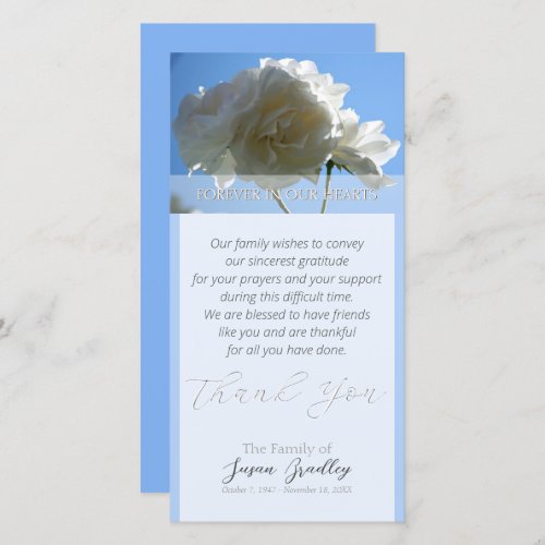 Blue Sky White Roses Sympathy Thank You Card