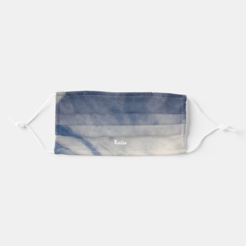 Blue Sky Wispy Clouds Name FaceMask Adult Cloth Face Mask