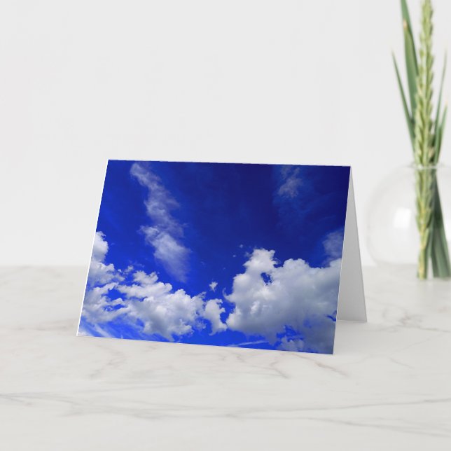 Blue Sky with Clouds Letterpress Thank You Card (Front)
