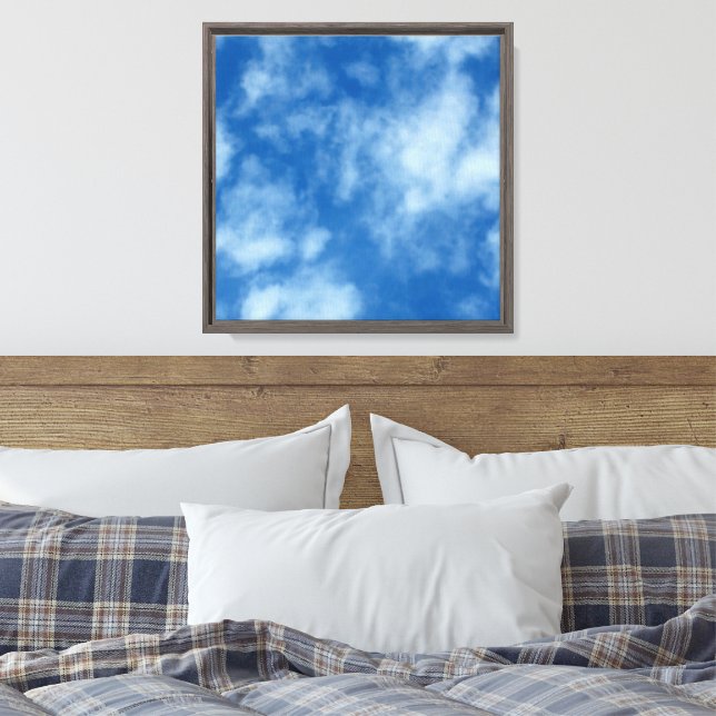 Blue Sky with Clouds Nature Photography Canvas Print (Insitu(Bedroom))