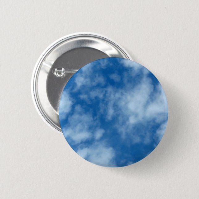 Blue Sky with Clouds Nature Photography Pinback Button (Front & Back)