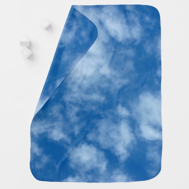 Blue Sky with Clouds Nature Photography Reversible Swaddle Blanket (In Situ)