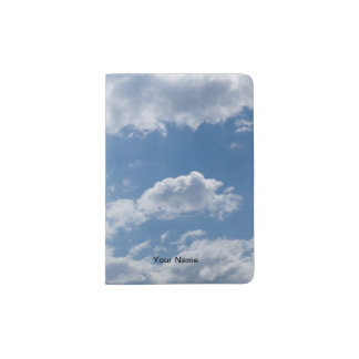 Blue sky with clouds. passport holder