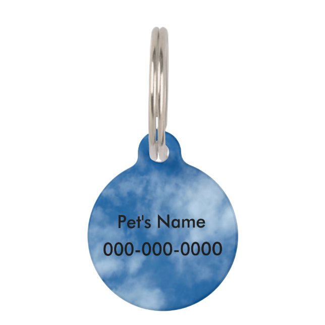 Blue Sky with Clouds Pet Name Tag (Back)