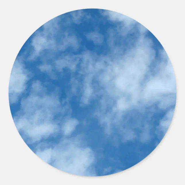 Blue Sky with Clouds Photo Classic Round Sticker | Zazzle