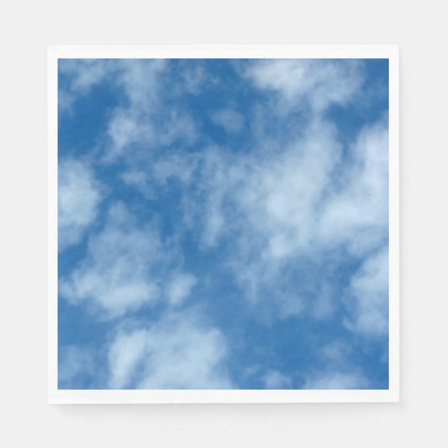 Blue Sky with Clouds Photo Paper Napkins (Front)