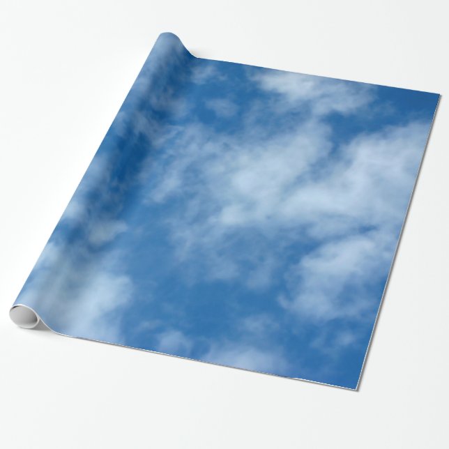 Blue Sky with Clouds Photo Wrapping Paper (Unrolled)