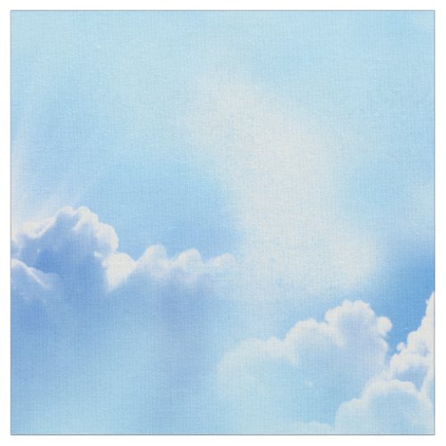 Blue Sky with Fluffy Clouds Repeat Fabric