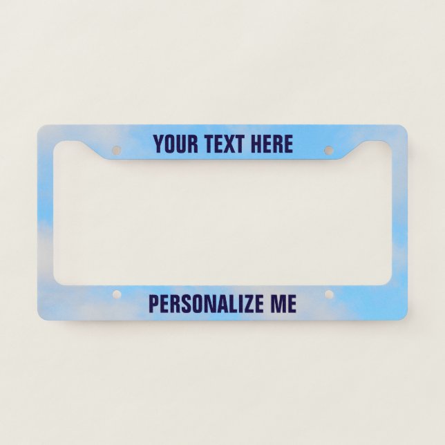 Blue Sky with Fluffy White Clouds Photograph License Plate Frame (Front)
