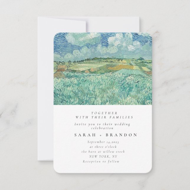 Blue Sky with Green field wedding invitation (Front)