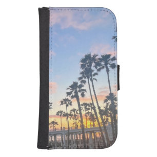Blue Sky with Pink Clouds Oceanside California Galaxy S4 Wallet Case