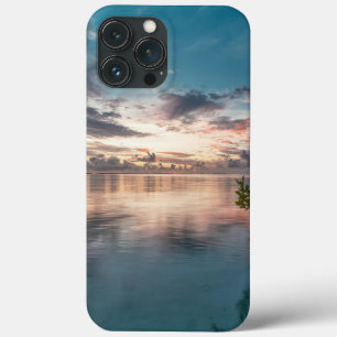 blue sky with red and dark clouds reflected on sea iPhone 13 pro max case