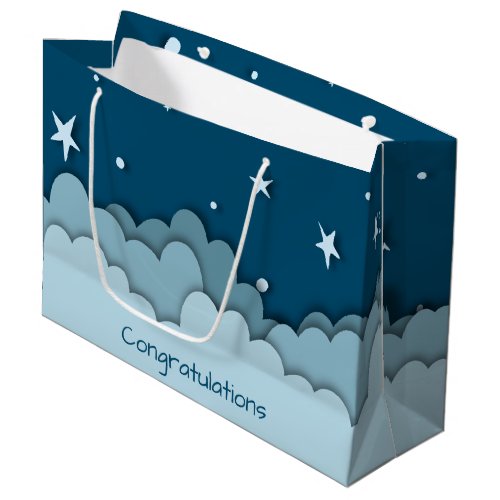 Blue Sky with Stars and Clouds Congratulations  Large Gift Bag