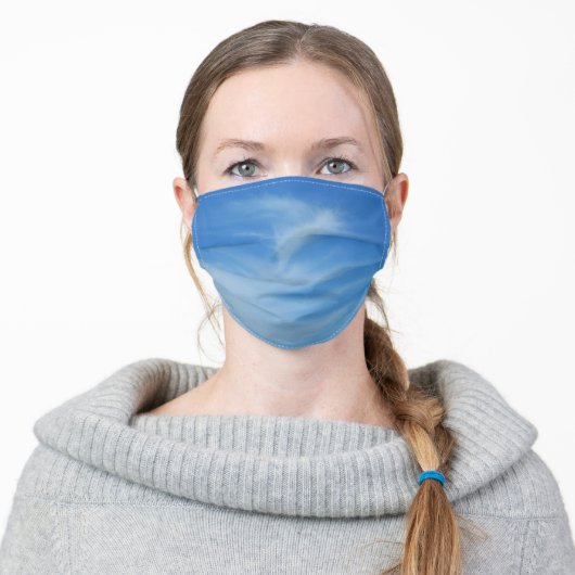 Blue Sky with White Clouds Abstract Nature Photo Adult Cloth Face Mask (Worn)