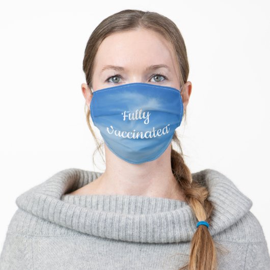 Blue Sky with White Clouds Abstract Nature Photo Adult Cloth Face Mask (Worn)