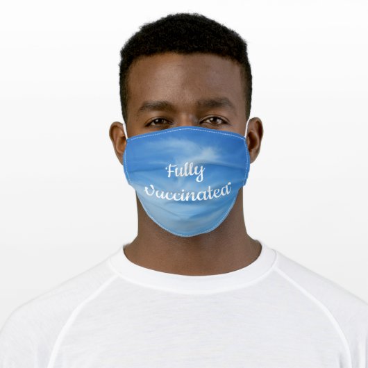 Blue Sky with White Clouds Abstract Nature Photo Adult Cloth Face Mask (Worn)