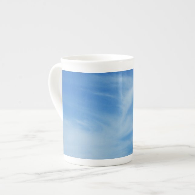 Blue Sky with White Clouds Abstract Nature Photo Bone China Mug (Front Left)