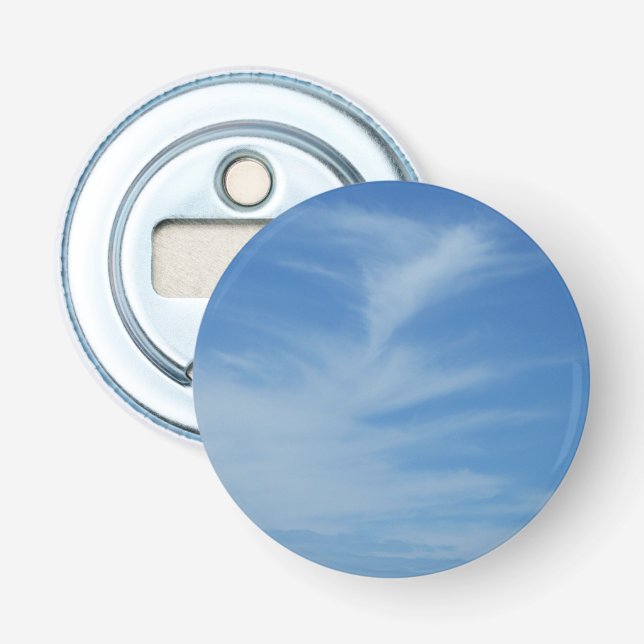 Blue Sky with White Clouds Abstract Nature Photo Bottle Opener (Front)