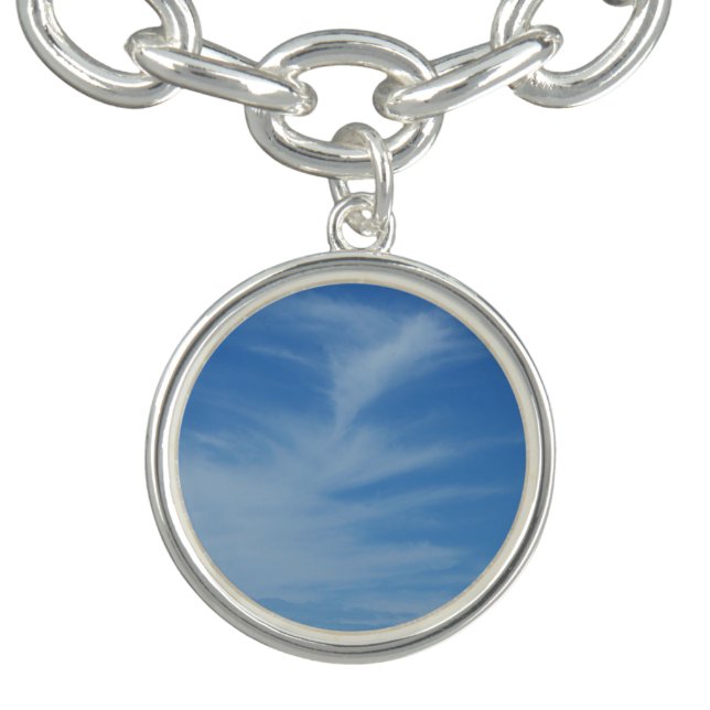 Blue Sky with White Clouds Abstract Nature Photo Bracelet (Design)
