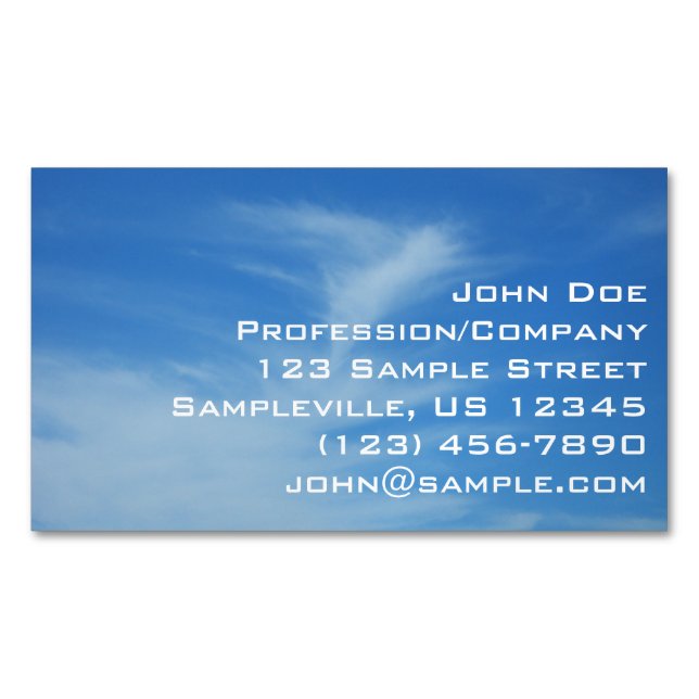 Blue Sky with White Clouds Abstract Nature Photo Business Card Magnet (Front)