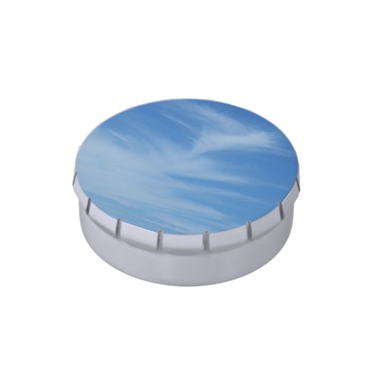 Blue Sky with White Clouds Abstract Nature Photo Candy Tin (Side)