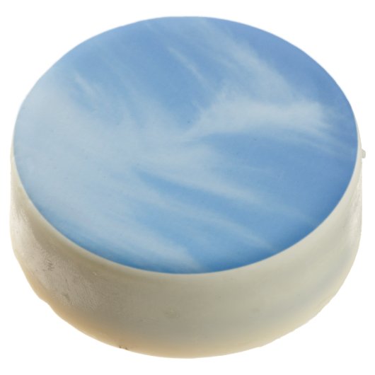 Blue Sky with White Clouds Abstract Nature Photo Chocolate Covered Oreo (Angled)