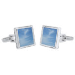 Blue Sky with White Clouds Abstract Nature Photo Cufflinks