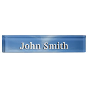 Blue Sky with White Clouds Abstract Nature Photo Desk Name Plate