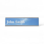 Blue Sky with White Clouds Abstract Nature Photo Desk Name Plate