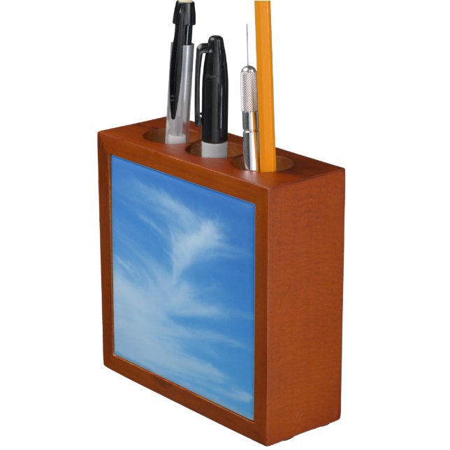 Blue Sky with White Clouds Abstract Nature Photo Desk Organizer (In Situ)